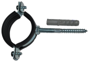 Хомут стальной с резиновой прокладкой 59-63 (2) с креплением